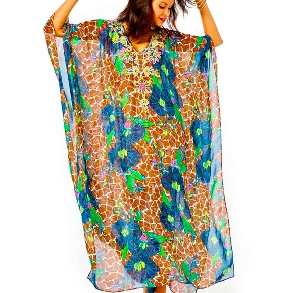 NWT LILLY PULITZER ROSIA CAFTAN BLOOMS OF PARADISE MAXI BEAUTIFUL - Picture 6 of 9